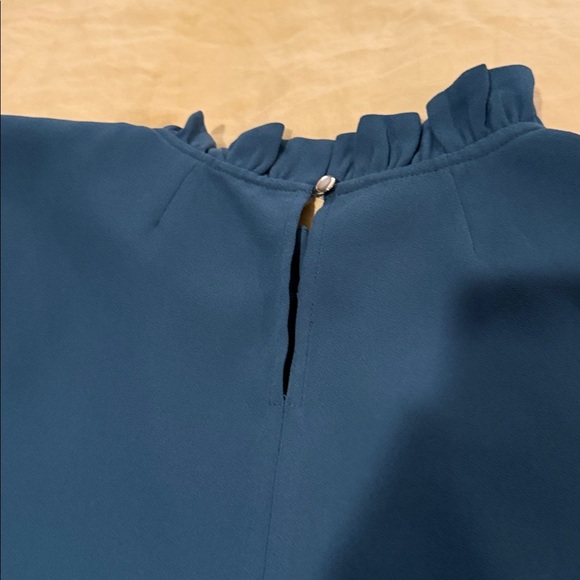 J.Crew Ruffle Neck Top – Forest Green (Size M) | Elegant Work Blouse - Picture 7 of 8